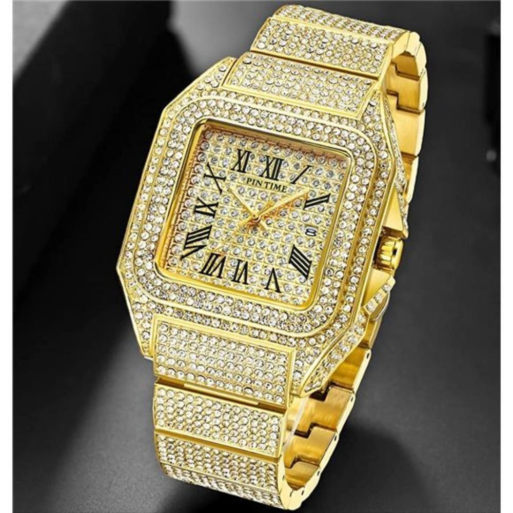 Men's Luxury Gold Diamond Fully Iced Out Watch